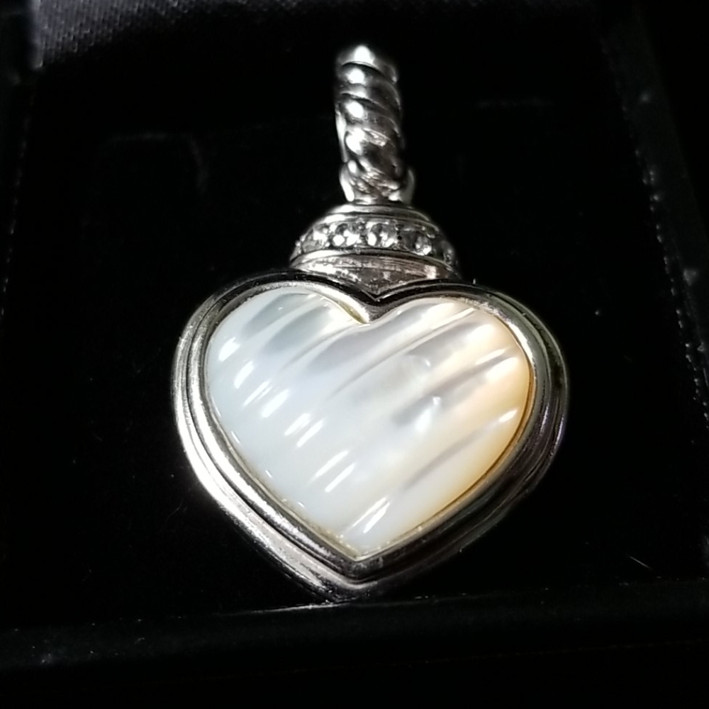 Judith Ripka translucent white stone heart charm